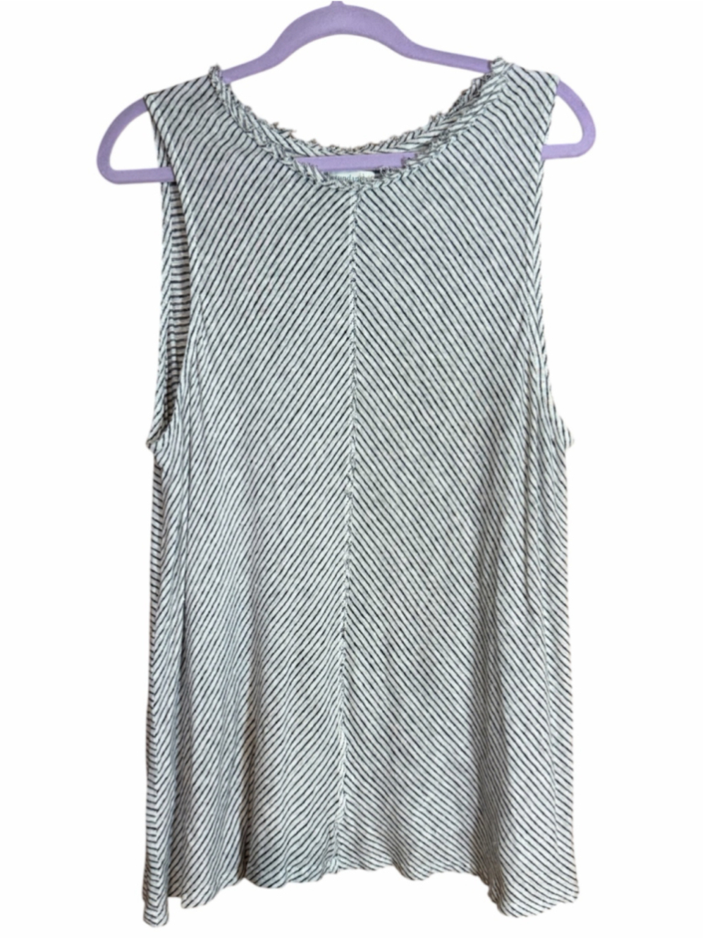 Sundance black and white diagonal stripe linen tank top women’s XXL